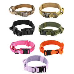 Adjustable Tactical Dog Collar Nylon Heavy Duty Metal Buckle Training Medium Large