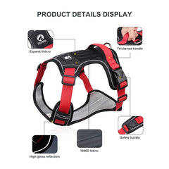 Reflective Tactical Dog Harness Waterproof 1680D Oxford Adjustable Medium Large Vest