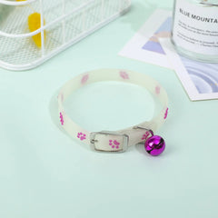 Luminous Glow Cat Collar Fluorescent Silicone Anti Loss Bell Pet Necklace