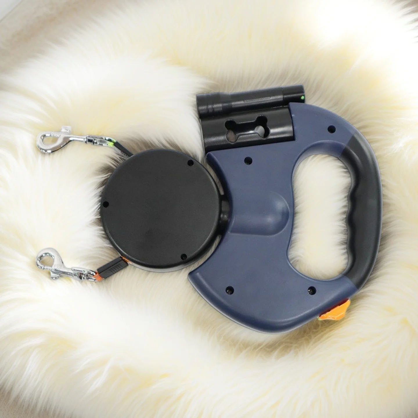 Dual Retractable Dog Leash LED Light No Tangle 360 Swivel 3M Reflective