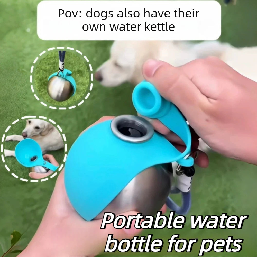 Stainless Steel Dog Water Bottle Leak Proof Travel Bowl 285ml Portable