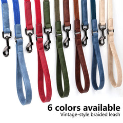 5ft Nylon Dog Leash Strong Leather Handle Durable Walking Pet Lead