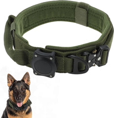 Waterproof Tactical Dog Collar Handle Zinc Buckle AirTag Compatible Medium Large