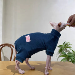 Fleece Cat Jumpsuit Warm 4 Legged Sphynx Devon Rex Pet Sweater