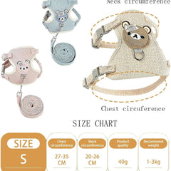 Cute Dog Harness Leash Set Soft Padded Small Pet Vest