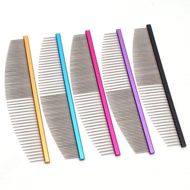 Aluminum Handle Pet Grooming Comb Colorful Dog Cat Detangling Brush Tool