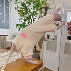 Fleece Cat Jumpsuit Warm 4 Legged Sphynx Devon Rex Pet Sweater
