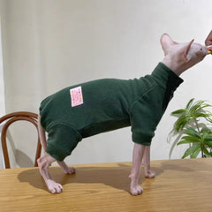 Fleece Cat Jumpsuit Warm 4 Legged Sphynx Devon Rex Pet Sweater