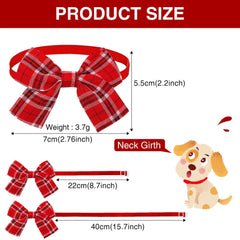 10pcs Adjustable Plaid Dog Bow Tie Set Handmade Pet Grooming Accessories