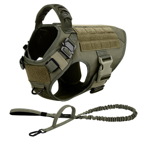 Tactical Dog Harness Leash Set Military No Pull Training Vest Handle