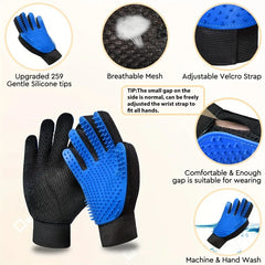 2 In 1 Pet Grooming Gloves Silicone Deshedding Massage Brush Set