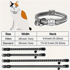 2pcs Reflective Cat Dog Collar Anti Lost Safety Adjustable Night Collar Set