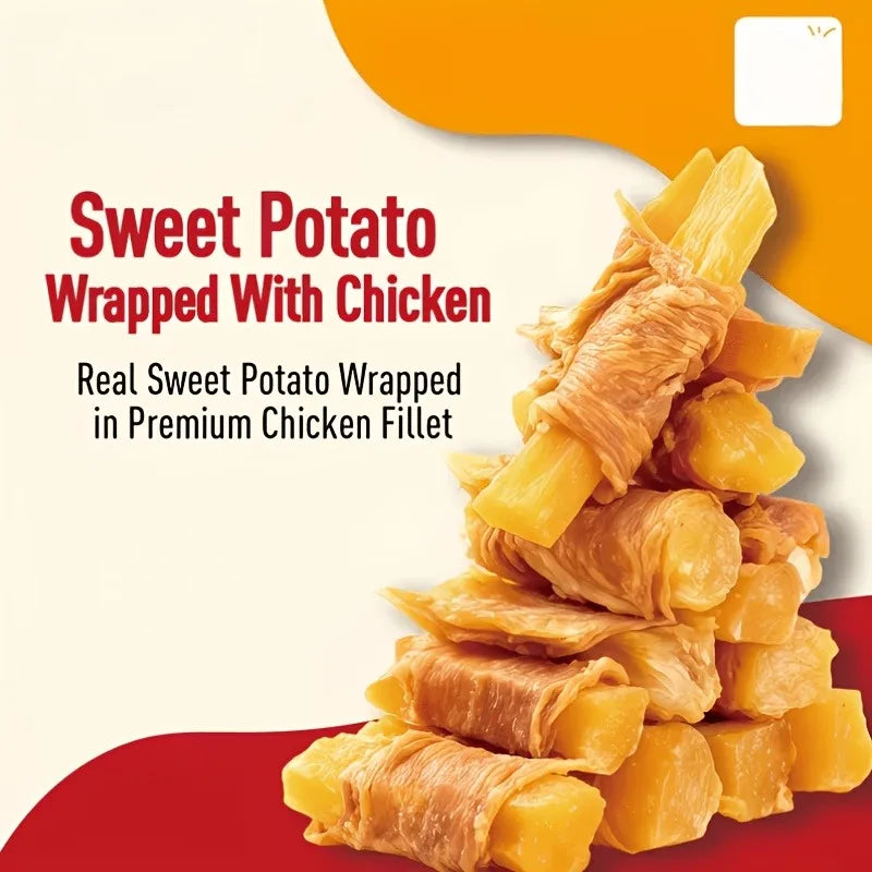 Chicken Duck Wrapped Sweet Potato Dog Training Treats Healthy Chewy Snacks