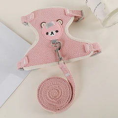 Cute Dog Harness Leash Set Soft Padded Small Pet Vest
