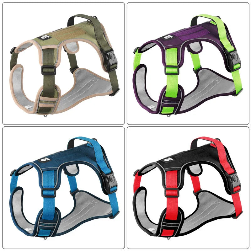 Reflective Tactical Dog Harness Waterproof 1680D Oxford Adjustable Medium Large Vest