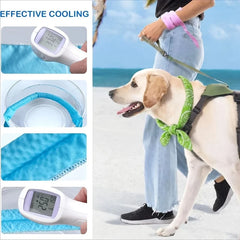 2pcs Dog Cooling Bandana Breathable Reusable Neck Wrap Summer Outdoor Scarf