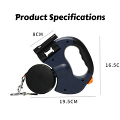 Dual Retractable Dog Leash LED Light No Tangle 360 Swivel 3M Reflective
