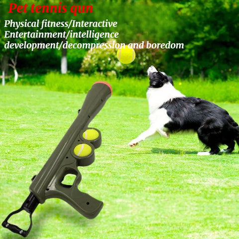 Dog Ball Launcher Toy Tennis Throwing Gun Interactive Outdoor Training Play