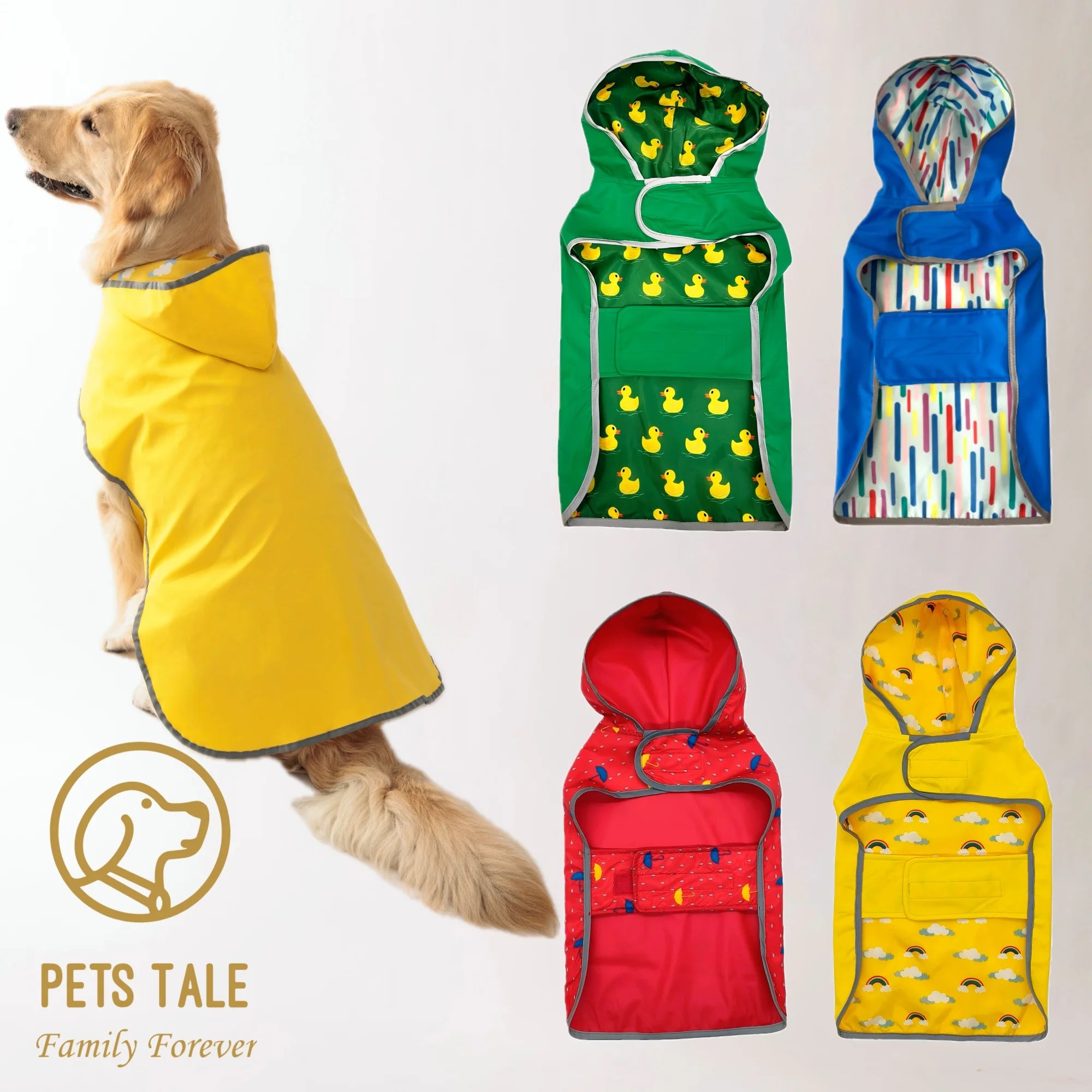Double Layer Yellow Dog Raincoat Two Way Wear Waterproof Pet Jacket