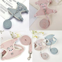 Cute Dog Harness Leash Set Soft Padded Small Pet Vest