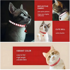 2pcs Reflective Cat Dog Collar Anti Lost Safety Adjustable Night Collar Set