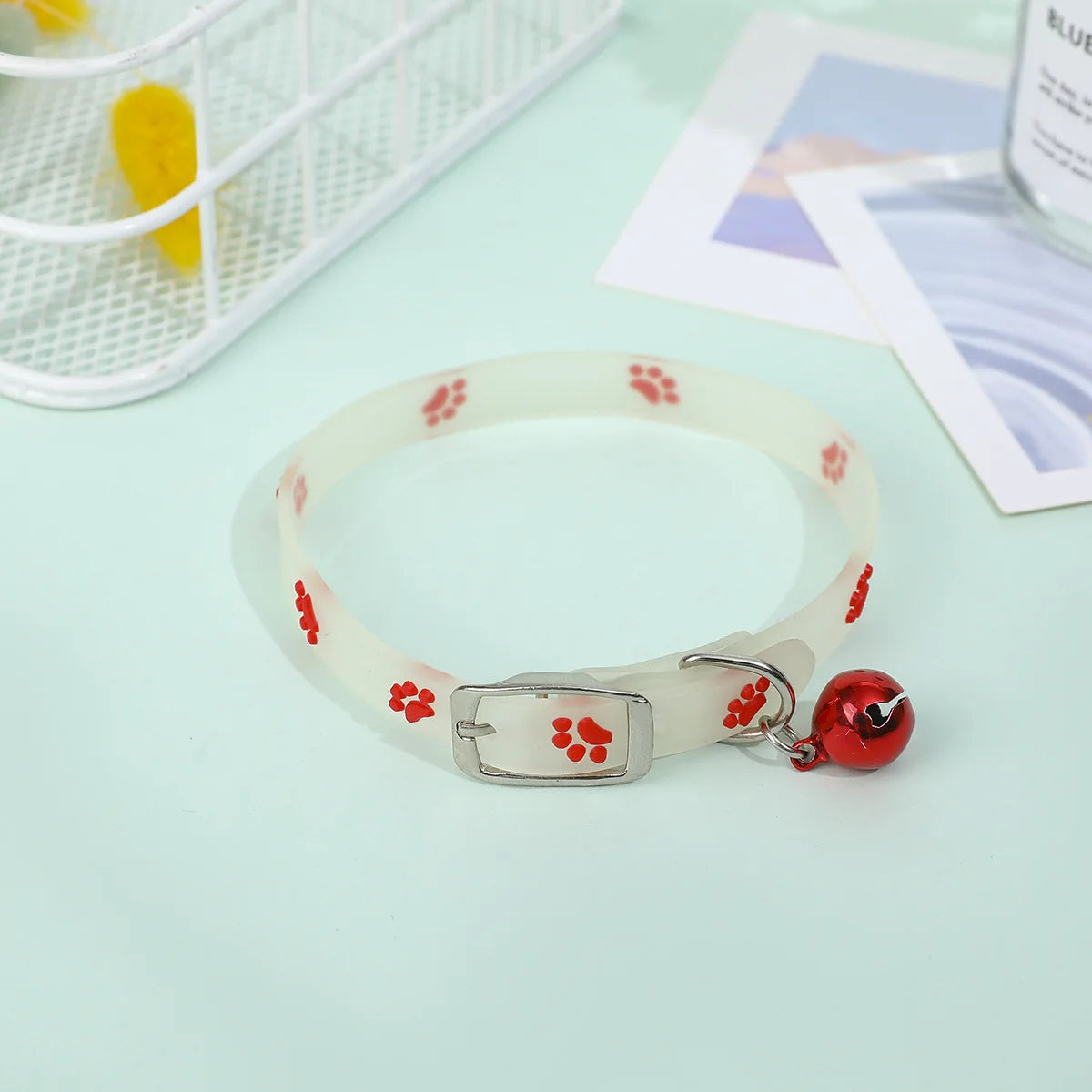 Luminous Glow Cat Collar Fluorescent Silicone Anti Loss Bell Pet Necklace