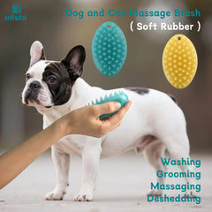Soft Rubber Pet Grooming Brush Bath Massage Deshedding Tool Short Hair