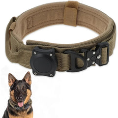 Waterproof Tactical Dog Collar Handle Zinc Buckle AirTag Compatible Medium Large