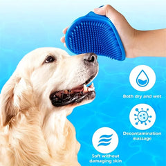 Silicone Dog Bath Brush Pet Shampoo Massage Comb Adjustable Handle Groomer