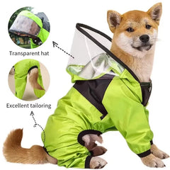 Waterproof Dog Raincoat Jumpsuit Pet Jacket Water Resistant Outdoor Coat