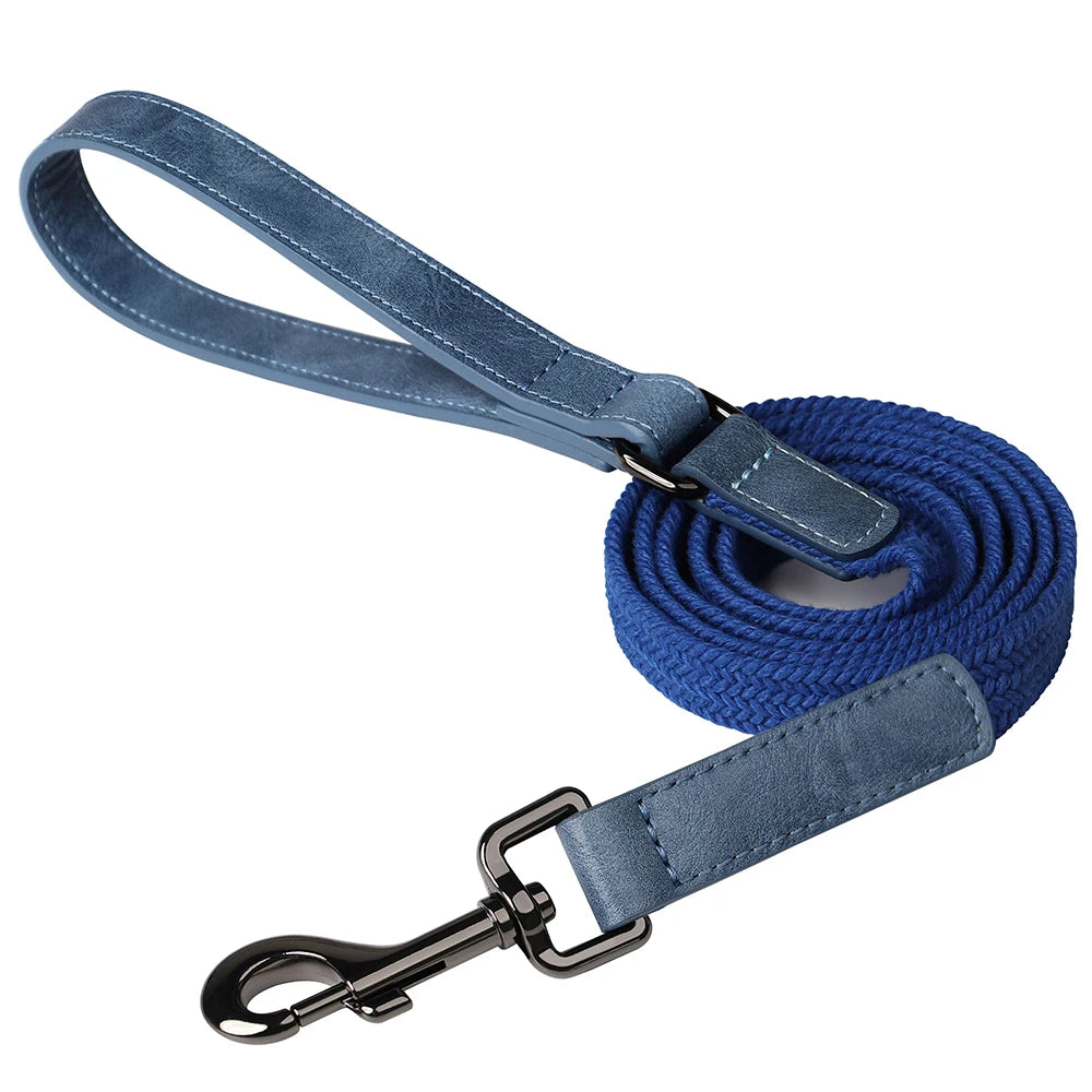 5ft Nylon Dog Leash Strong Leather Handle Durable Walking Pet Lead