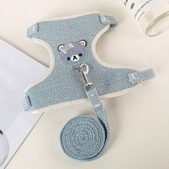 Cute Dog Harness Leash Set Soft Padded Small Pet Vest