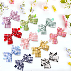 10pcs Adjustable Plaid Dog Bow Tie Set Handmade Pet Grooming Accessories