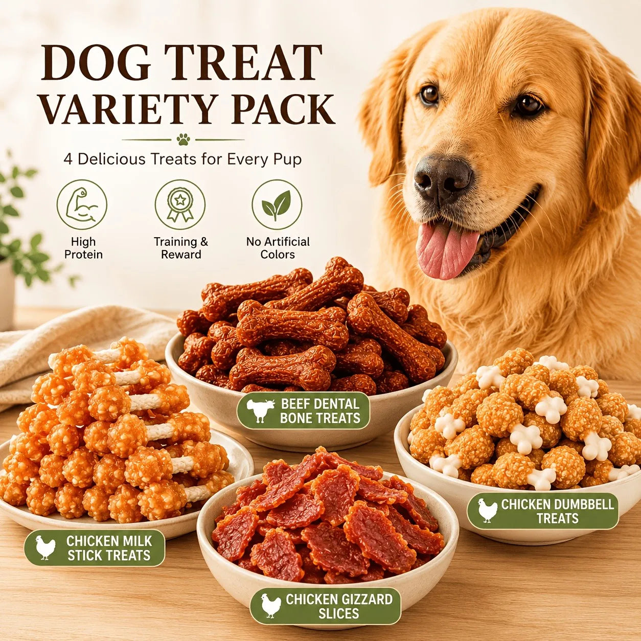 Chicken Dumbbell Dog Treats High Protein Natural Training Chews for Dogs