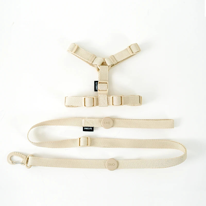 Adjustable Macaron Dog Harness Collar Leash Set Reflective Small Pet Walking