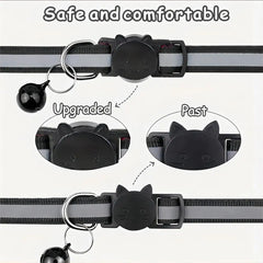 2pcs Reflective Cat Dog Collar Anti Lost Safety Adjustable Night Collar Set