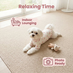 Pet Dog Cat Sweater Knit Allover Print Pink Bow Tie Clothes