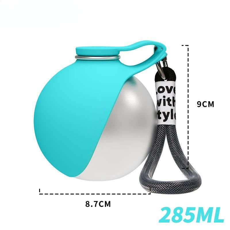 Stainless Steel Dog Water Bottle Leak Proof Travel Bowl 285ml Portable