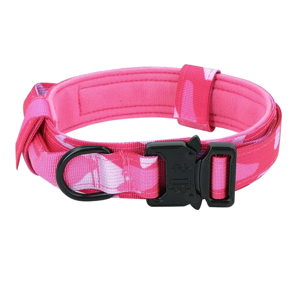 Adjustable Tactical Dog Collar Nylon Heavy Duty Metal Buckle Training Medium Large