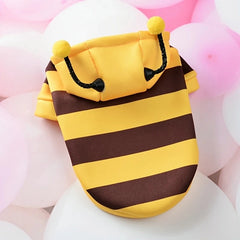 Cute Bee Costume Pet Hoodie Warm Dog Cat Sweater Cosplay Outfit