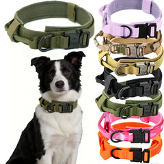Adjustable Tactical Dog Collar Nylon Heavy Duty Metal Buckle Training Medium Large