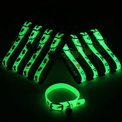 Luminous Glow Cat Collar Fluorescent Silicone Anti Loss Bell Pet Necklace