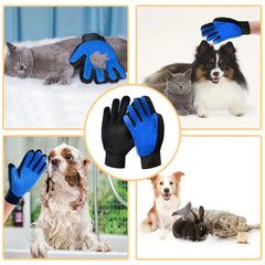2 In 1 Pet Grooming Gloves Silicone Deshedding Massage Brush Set