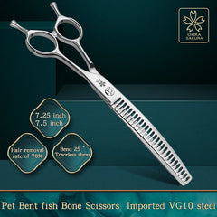 Professional Fishbone Grooming Scissors Japan VG10 Steel Pet Trimming Shears 7.5