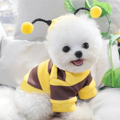 Cute Bee Costume Pet Hoodie Warm Dog Cat Sweater Cosplay Outfit