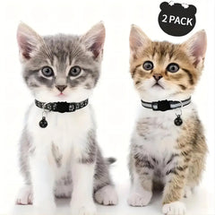 2pcs Reflective Cat Dog Collar Anti Lost Safety Adjustable Night Collar Set