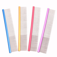 Aluminum Handle Pet Grooming Comb Colorful Dog Cat Detangling Brush Tool