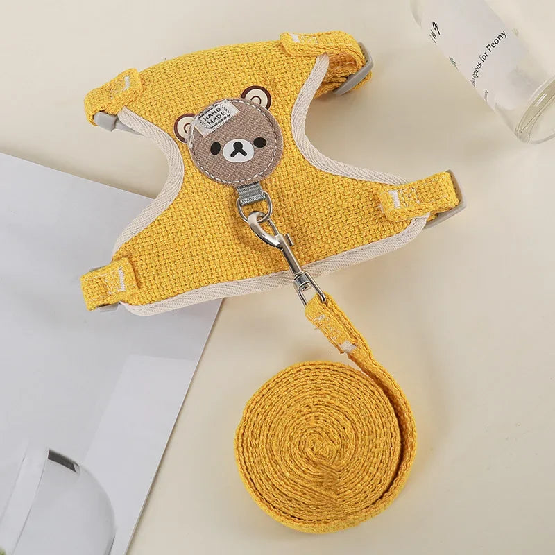 Cute Dog Harness Leash Set Soft Padded Small Pet Vest