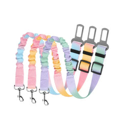 Retractable Dog Car Seat Belt Adjustable Elastic Safety Travel Leash Anti Chew