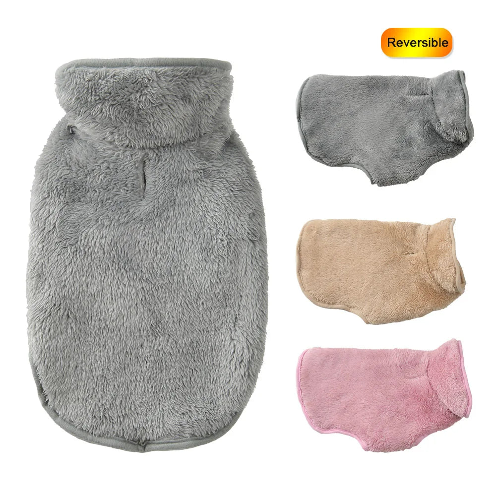 Reversible Winter Dog Coat Warm Fleece Jacket Small Medium Large Pets